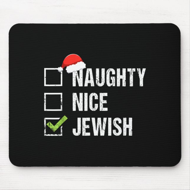 Naughty Nice Jewish Shirt Santa Jew Christmas Gift Mousepad (Vorne)