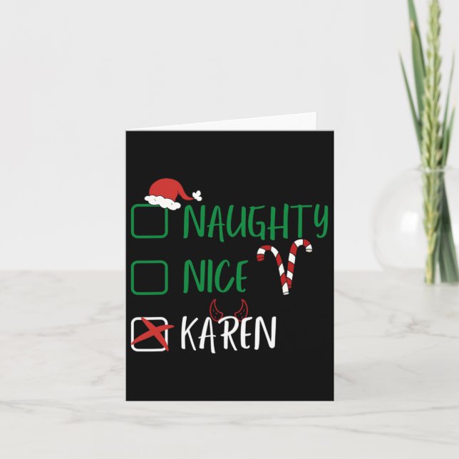 Naughty Nice Karen Weihnachtslustige Weihnachtslis Karte (Vorderseite)