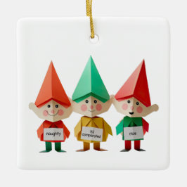 Naughty Nice komplizierte Weihnachtselfen lustig Keramikornament