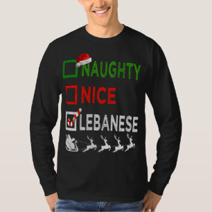 Naughty Nice Libanon Weihnachten Pajamas Funny San T-Shirt