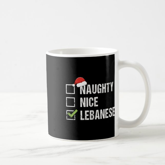 Naughty Nice Libanon Weihnachtsgeschenk Kaffeetasse (Rechts)
