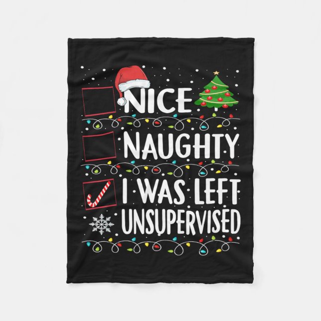 Naughty Nice List wurde Links unbeaufsichtigt Männ Fleecedecke (Vorderseite)