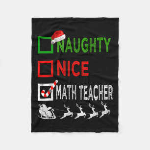 Naughty Nice Mathe Teacher Christmas Pajamas Funny Fleecedecke