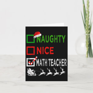 Naughty Nice Mathe Teacher Christmas Pajamas Funny Karte