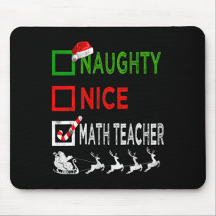 Naughty Nice Mathe Teacher Christmas Pajamas Funny Mousepad