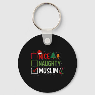 Naughty Nice Muslim Christmas Pajamas Santa Claus Schlüsselanhänger
