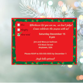 Naughty Nice Never mind Holiday Einladung