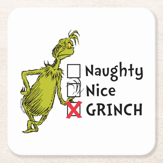 Naughty, Nice oder Grinch Zitat Rechteckiger Pappuntersetzer (Vorderseite)
