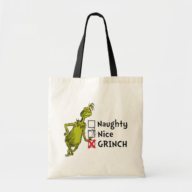 Naughty, Nice oder Grinch Zitat Tragetasche (Vorne)