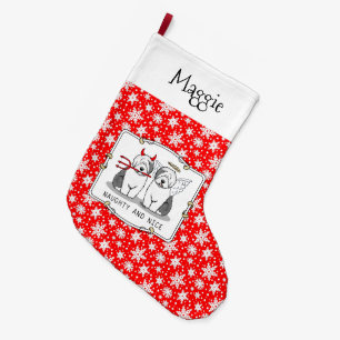 Naughty & Nice Old English Sheepdogs (Gray 1) Großer Weihnachtsstrumpf