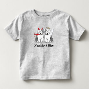 Naughty & Nice Old English Sheepdogs (Gray 1) Kleinkind T-shirt
