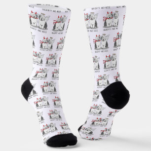 Naughty & Nice Old English Sheepdogs (Gray 1) Socken