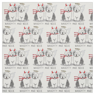 Naughty & Nice Old English Sheepdogs (Gray 1) Stoff