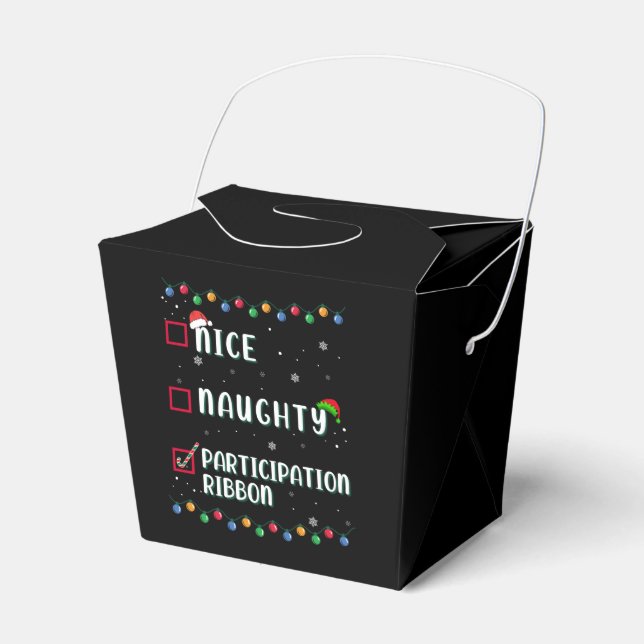 Naughty Nice Participation Ribbon Medaille Funny Geschenkschachtel (Vorderseite)