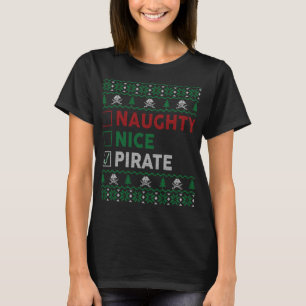 Naughty Nice Pirate Funny Christmas Geschenke Chec T-Shirt