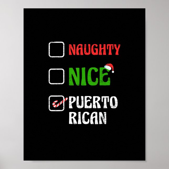 Naughty Nice Puertorican Santa Holiday Sweet  Poster (Vorne)