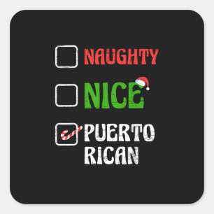 Naughty Nice Puertorican Santa Holiday Sweet  Quadratischer Aufkleber