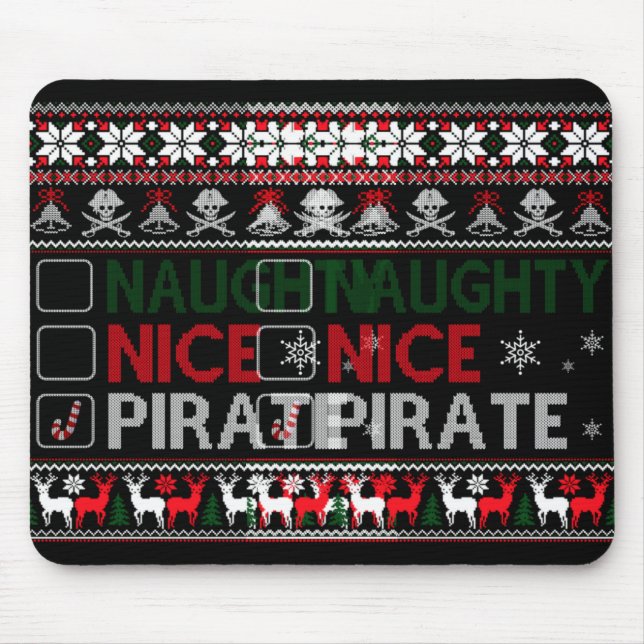 Naughty Nice Rate Funny Christmas Checklist Ugly T Mousepad (Vorne)