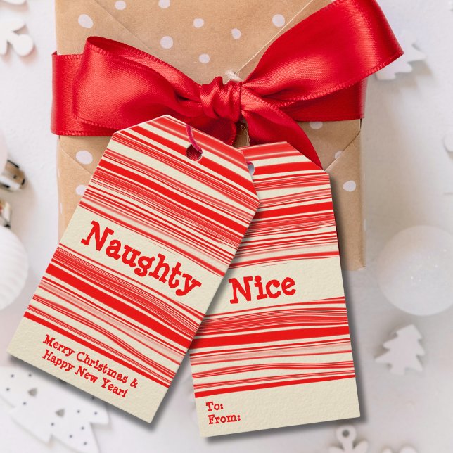 Naughty Nice Red Cream Peppermint Candy Geschenkanhänger (Von Creator hochgeladen)