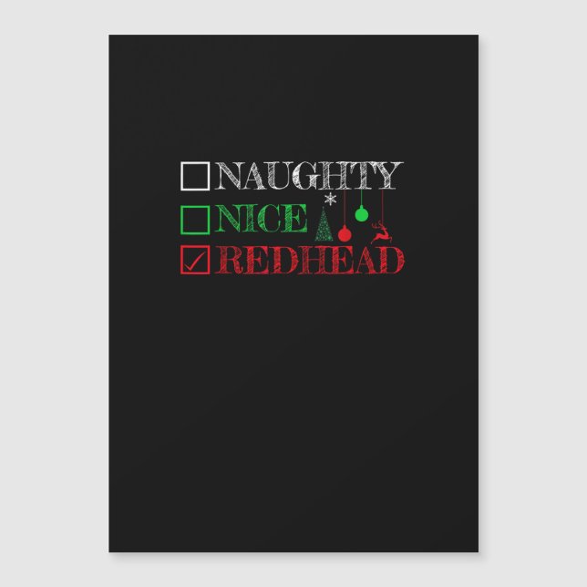 Naughty Nice Redhead Christmas Funny Holiday  Magnetkarte (Vorderseite)