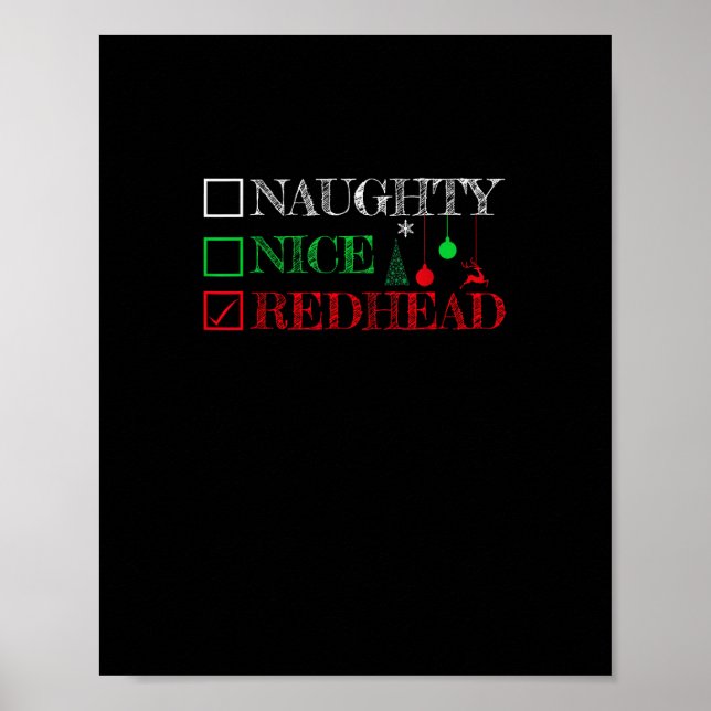 Naughty Nice Redhead Christmas Funny Holiday  Poster (Vorne)