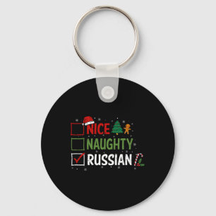 Naughty Nice Russian Christmas Pajamas Santa Claus Schlüsselanhänger