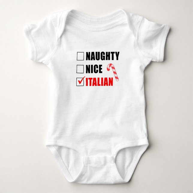 Naughty Nice Santa List Baby Bodysuit Baby Strampler (Vorderseite)