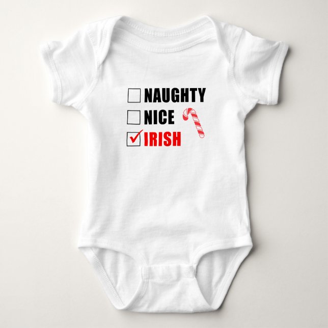 Naughty Nice Santa List Baby Bodysuit Strampler (Vorderseite)
