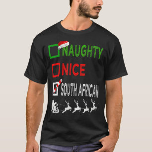 Naughty Nice South African Christmas Pajamas Santa T-Shirt