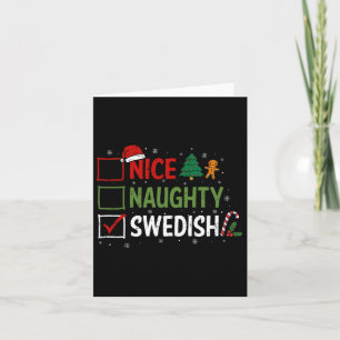 Naughty Nice Swedish Christmas Pajamas Santa Claus Karte