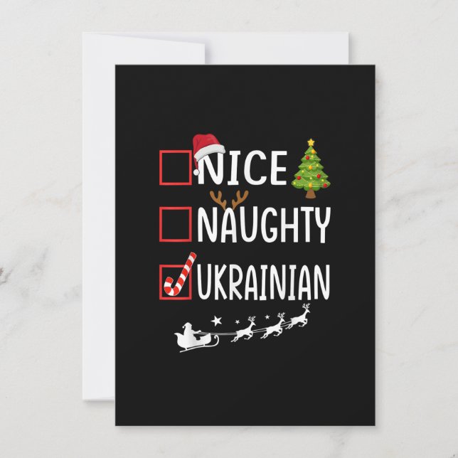 Naughty Nice ukrainian Christmas Pajamas Santa Cla Einladung (Vorderseite)