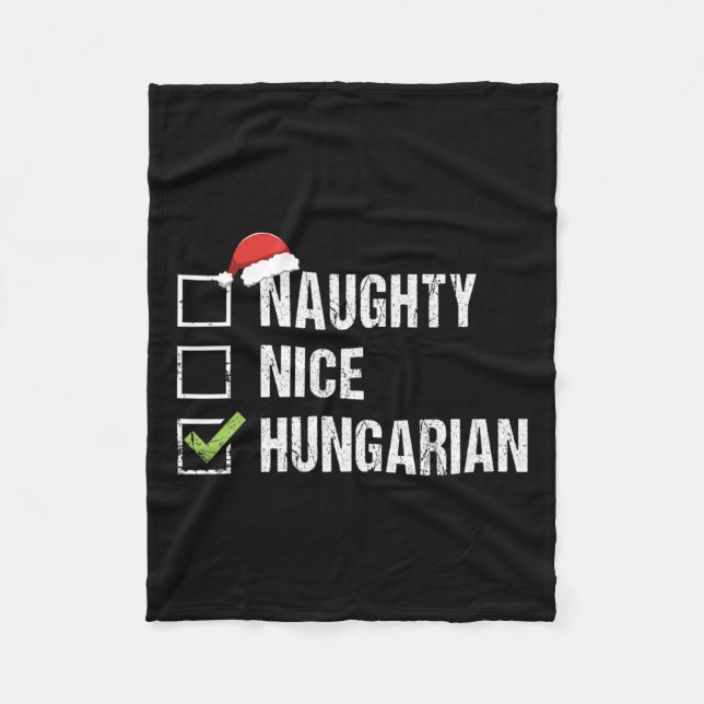 Naughty Nice Ungarisch Ungarn Weihnachtsgif Fleecedecke (Vorderseite)