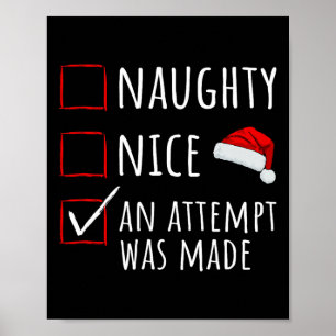 Naughty Nice Versuch wurde Weihnachtsliste Kinder Poster