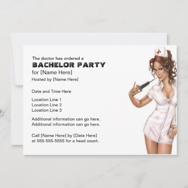 Naughty Nurse Bachelor Party lädt ein Einladung (Vorderseite)