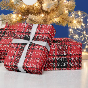 Naughty oder hübsch weißes Schwarz kariert niedlic Geschenkpapier