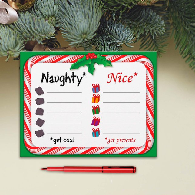 Naughty oder Nice 8.5"x11" Papierblätter (Naughty and Nice 8.5"x11" Paper Sheets. Help Santa Claus make his list and check it twice. )