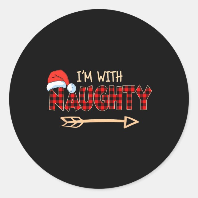 Naughty oder Nice Christmas Couple bin ich mit Nau Runder Aufkleber (Vorderseite)