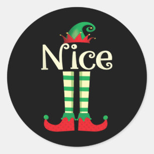 Naughty oder Nice Christmas Couple Der schöne Elf Runder Aufkleber