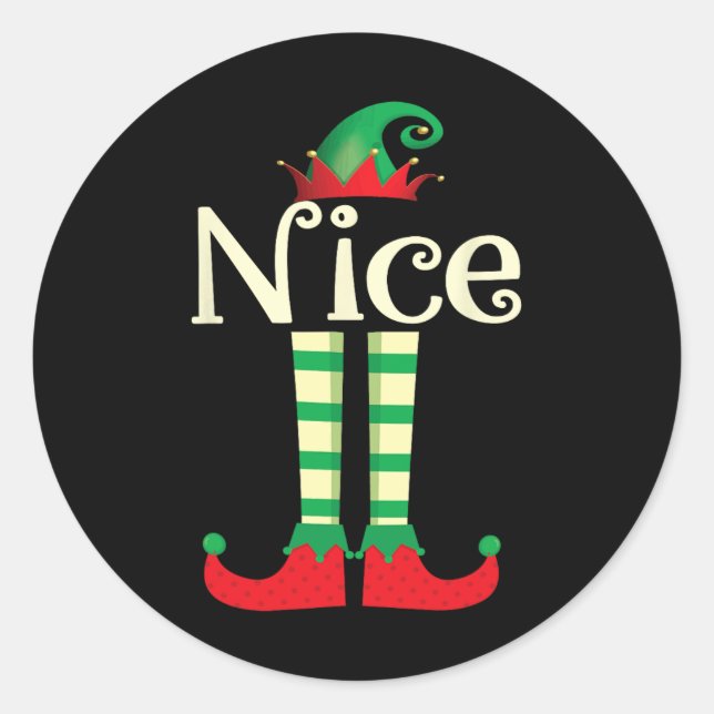Naughty oder Nice Christmas Couple Der schöne Elf  Runder Aufkleber (Vorderseite)