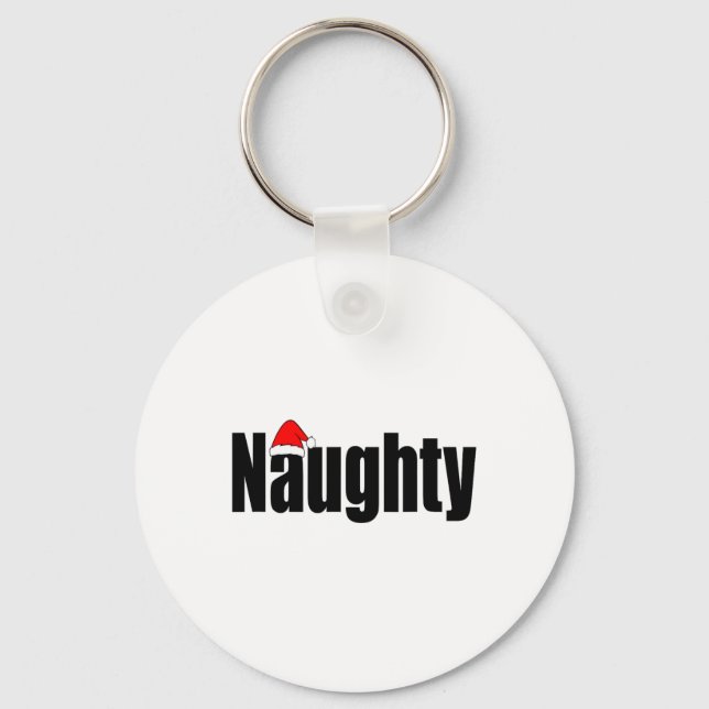 Naughty oder Nice Funny Matching Weihnachtsfamilie Schlüsselanhänger (Vorderseite)