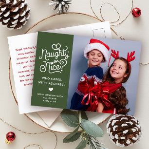 Naughty oder Nice Funny Niedlich Kids Schlechtes F Feiertagspostkarte