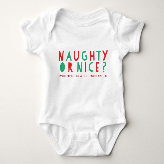 Naughty oder Nice | Holiday Bodysuit Baby Strampler (Vorderseite)
