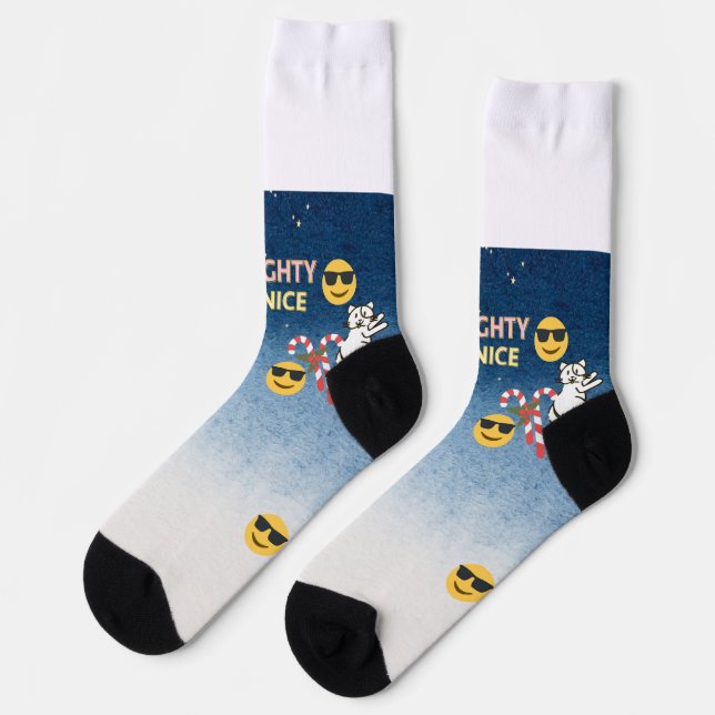 Naughty oder Nice Holiday Socks Funny Geschenke fü Socken (Linkes Detail)