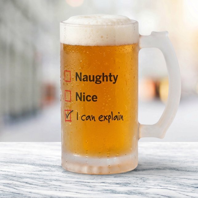 Naughty oder Nice - ich kann es erklären Mattglas Bierglas (Von Creator hochgeladen)