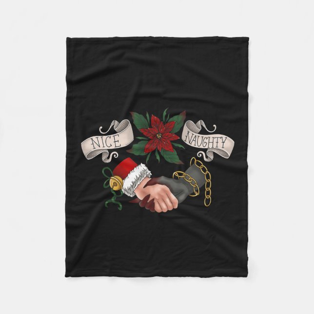 Naughty oder Nice Krampus und Weihnachten 1 Fleecedecke (Vorderseite)