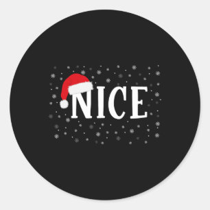 Naughty oder Nice Matching Weihnachtskostüm Runder Aufkleber