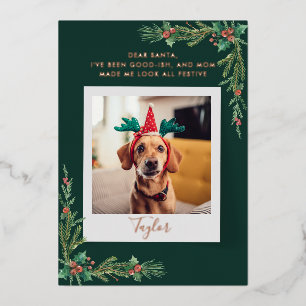 Naughty oder Nice Niedlich Pet Hund Custom Weihnac Folien Feiertagskarte