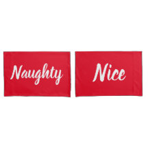 Naughty oder Nice Red and White Pillowcases
