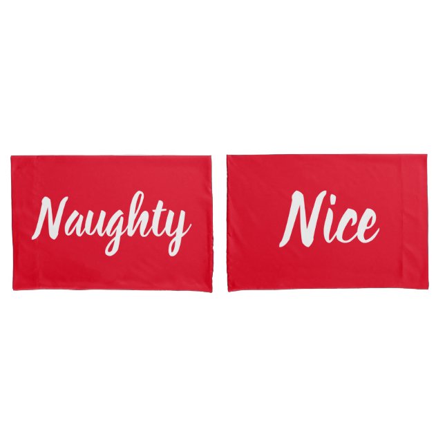 Naughty oder Nice Red and White Pillowcases Kissenbezug (Vorderseite-Set)