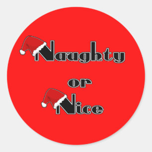 Naughty oder Nice Runder Aufkleber